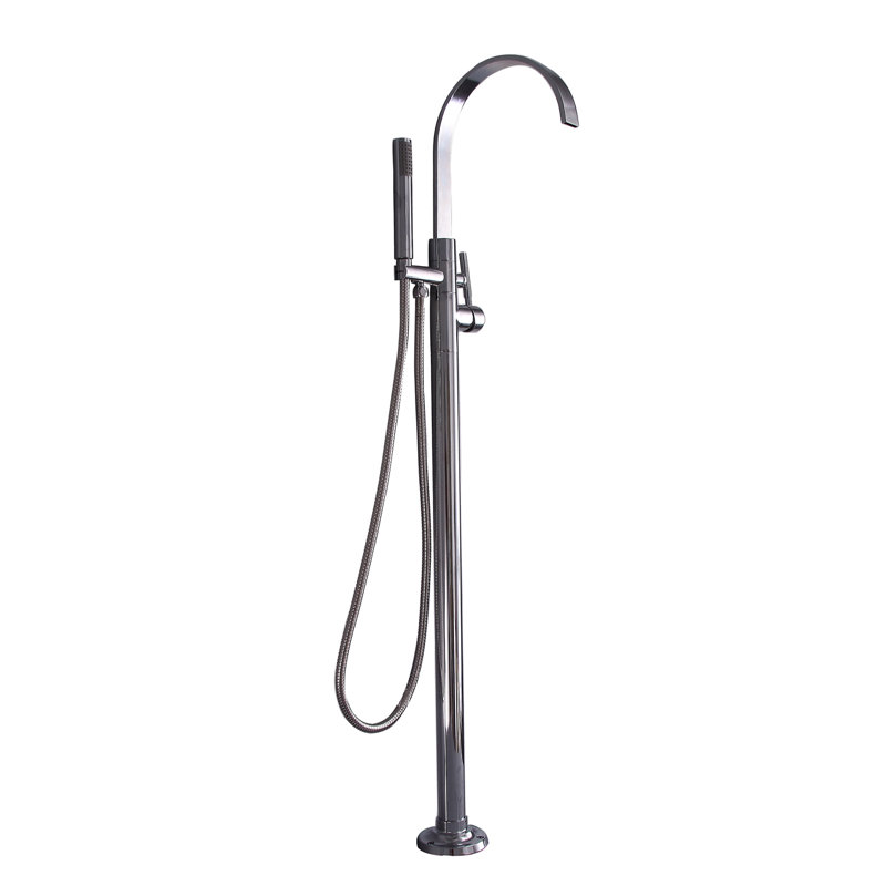 1 Handle Bathroom Freestanding Tub Filler with Diverter, Polished Chrome