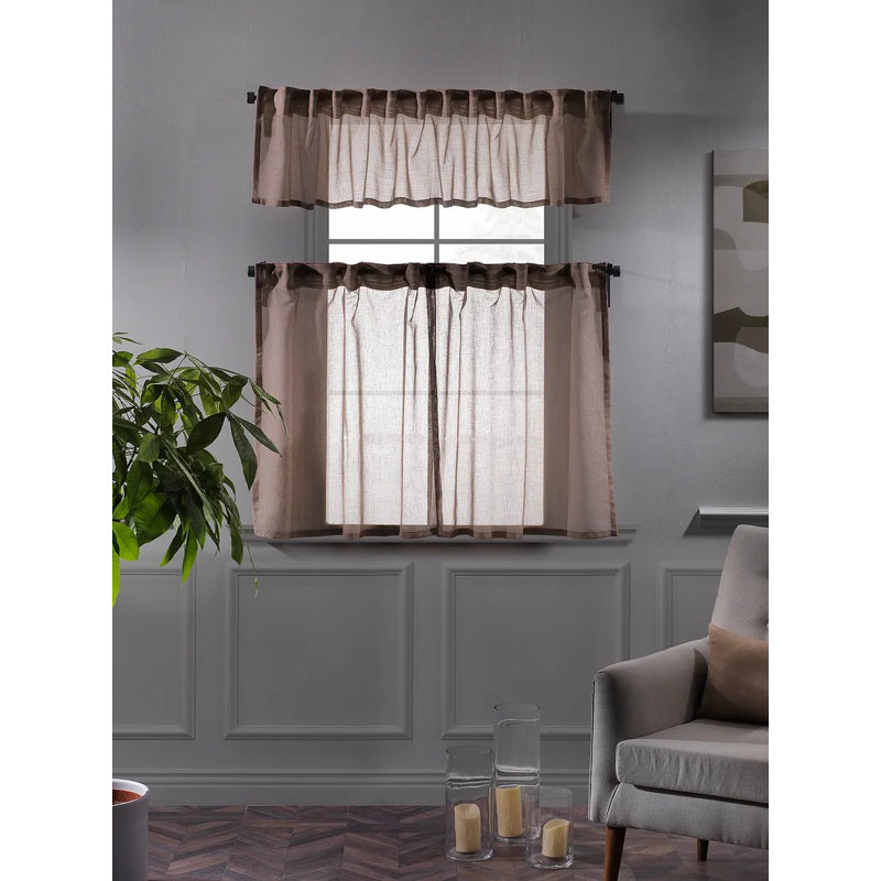 Rideau transparent et cantonnière, ensemble de rideaux et cantonnière transparents, rideaux de cuisine