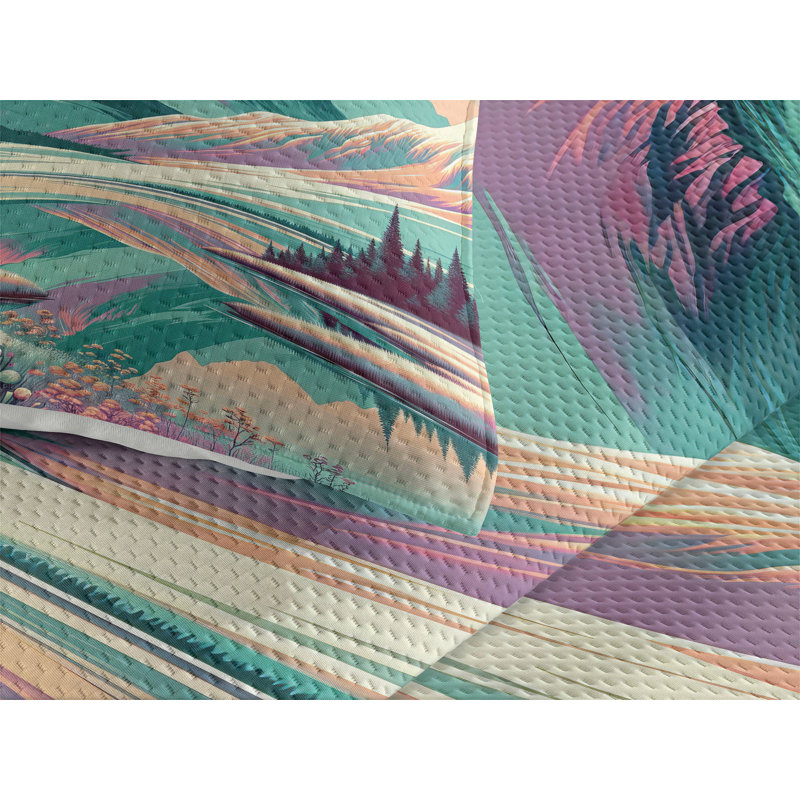 Polyester Abstract Coverlet, King Coverlet + 2 Standard Shams