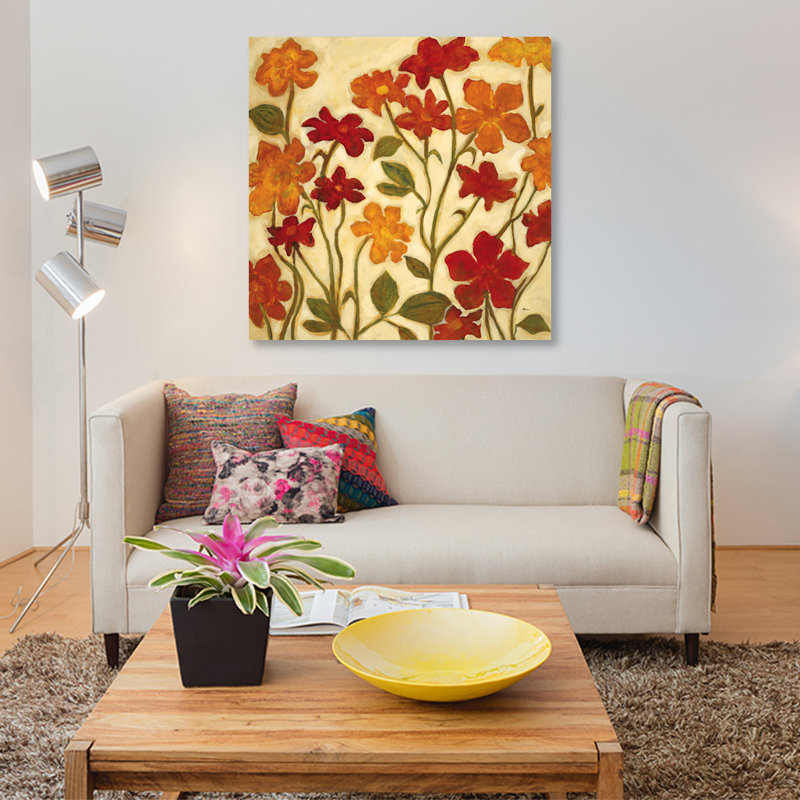 « happy home fleurs ii », impression sur toile, H 12 po x l 12 po x P 1,5 po, Pas de tapis, Toile tendue