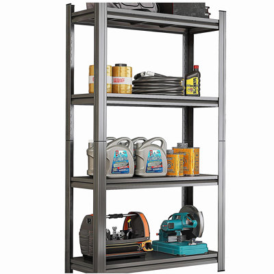 4-Tier Adjustable Metal Storage Shelf, For Garage, Shed, Supermarket, Living Room, Multi-Purpose Storage Shelf