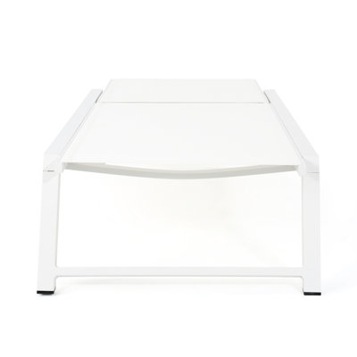 Metal Mesh Chaise Lounge In White, Adjustable For Relaxation - Patio And Poolside White Seat Comfort