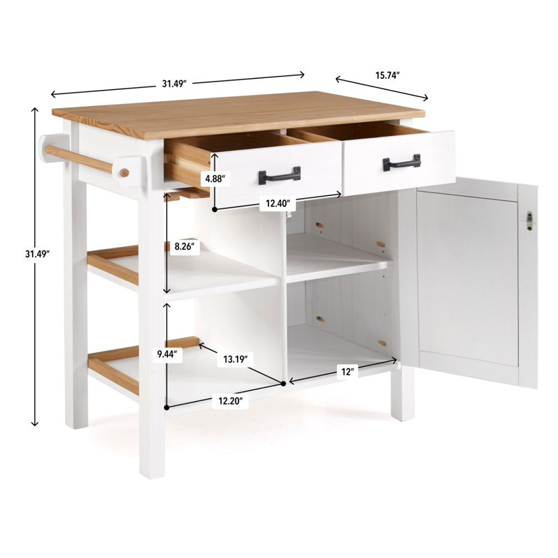Jordao Island - Versatile Kitchen Island with Extra Counter Space and Storage for Small Spaces by Longshore Tides