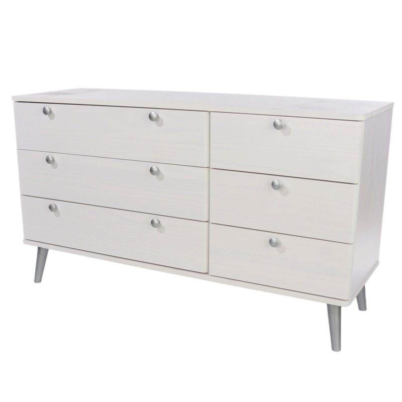 Daniza 3+3 Drawer Extra Wide Chest, white wax finish