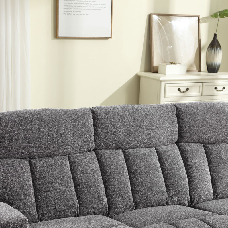 Canapé inclinable manuel 5 places avec porte-gobelets et rangement pour poche, Gris clair