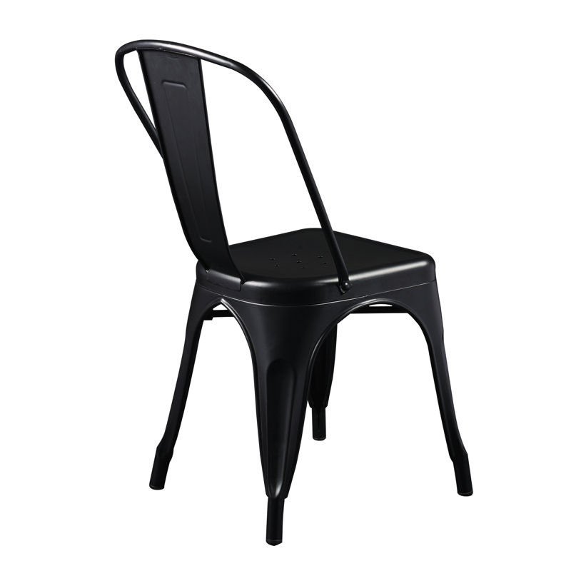 Black Metal Bistro Style Stackable Side Chair
