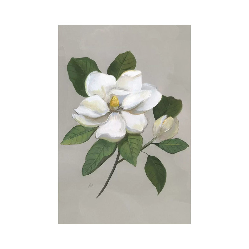 «Botanical Magnolia» par Nan - reproduction d'art sur toile tendue, H 12 po x l 8 po x P 0,75 po
