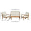 Ensemble de conversation 4 pièces avec coussins, ensemble de conversation d'extérieur en bois d'acacia
