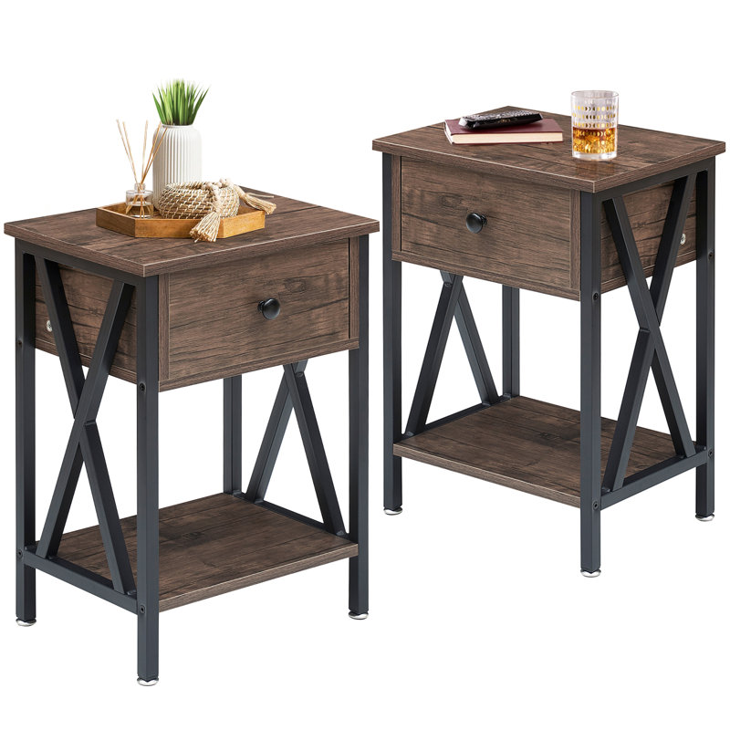 Roberson 1 Drawer Bedside Table, Brown