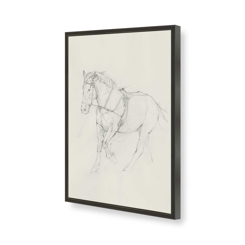 Reproduction d'art sur toile Bridled Horse, H 40 po x l 30 po, Impression sur cadre ouvert sans papier mat, Noir