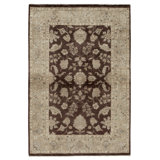 Hand Knotted Wool Area Rug in Brown And Gold