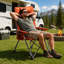 Chaise de camping inclinable réglable à 5 positions avec poche latérale et sac de transport, robuste et portable pour l'extérieur-133347846