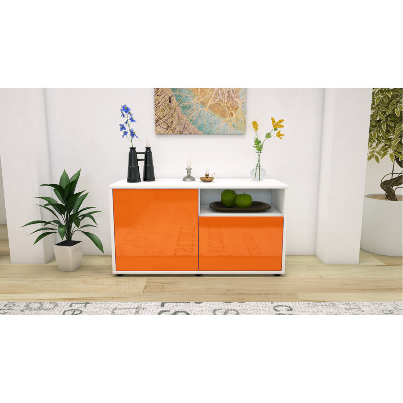 Xzavier 92cm W Chest of Drawers, High-gloss Orange / Matte White