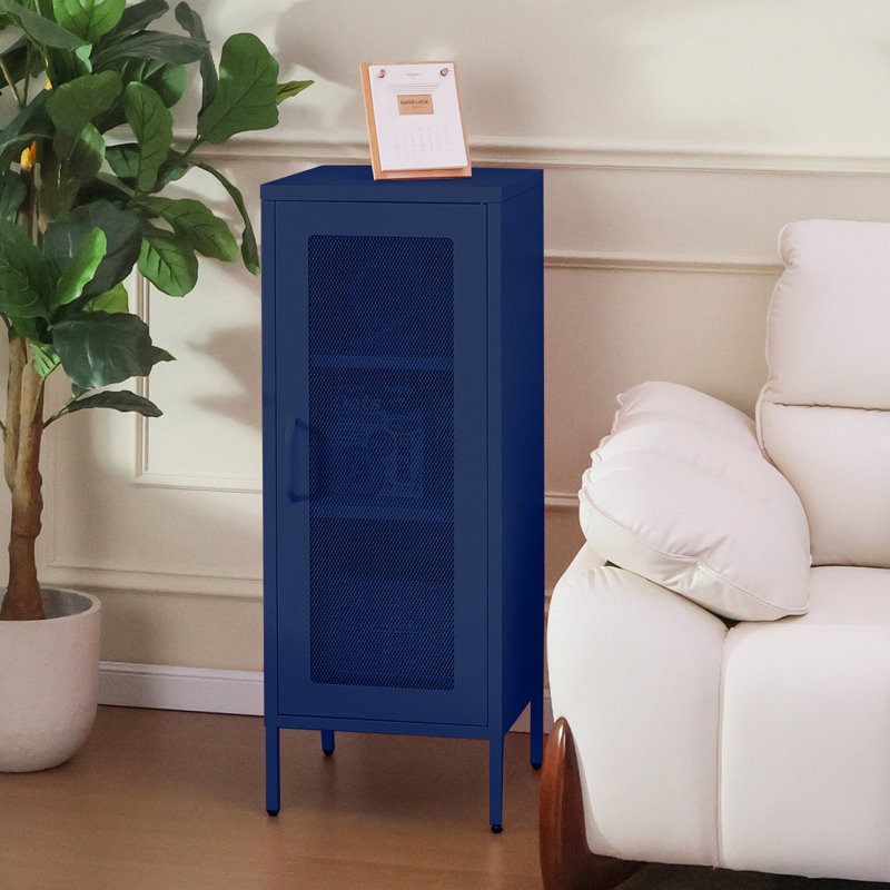 Armoire d'appoint en métal Mully, Bleu
