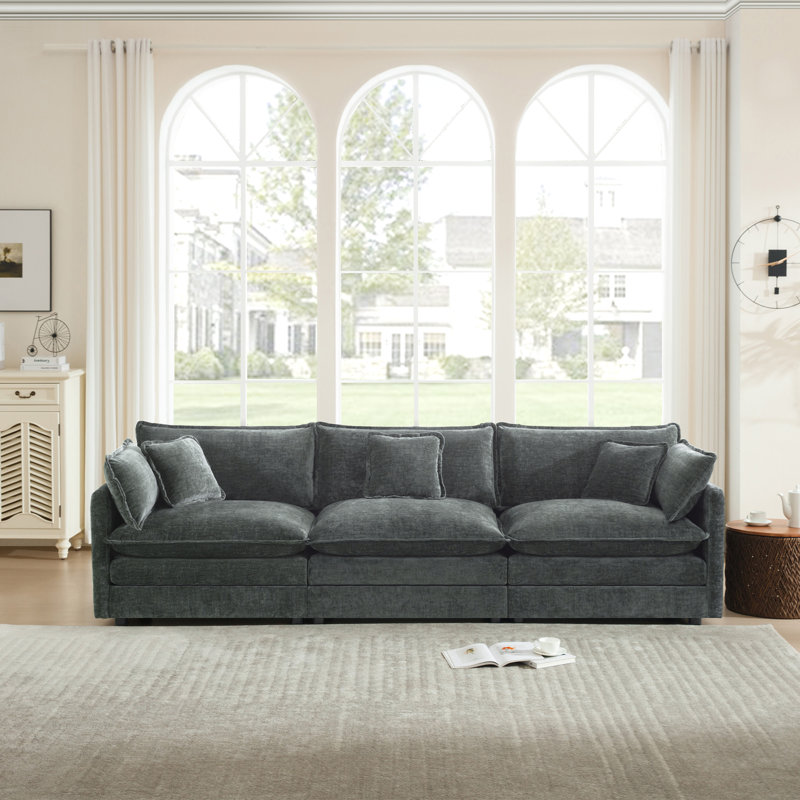 Upholstered Sofa, Chenille Sofa, 3 Seater, For Living Room, Gray