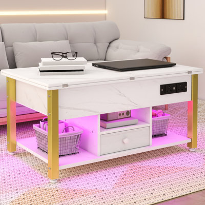 Balconera 4-In-1 Coffee Table With RGB Light & Type-G Outlets