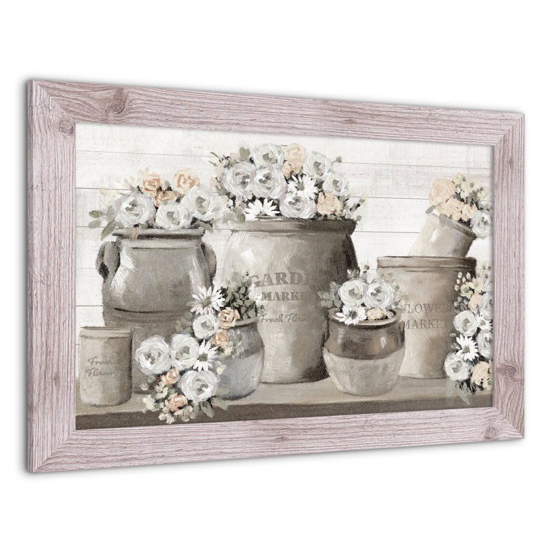 Fleurs de campagne française - peinture encadrée, H 16 po x l 24 po x P 0,75 po, Blanc