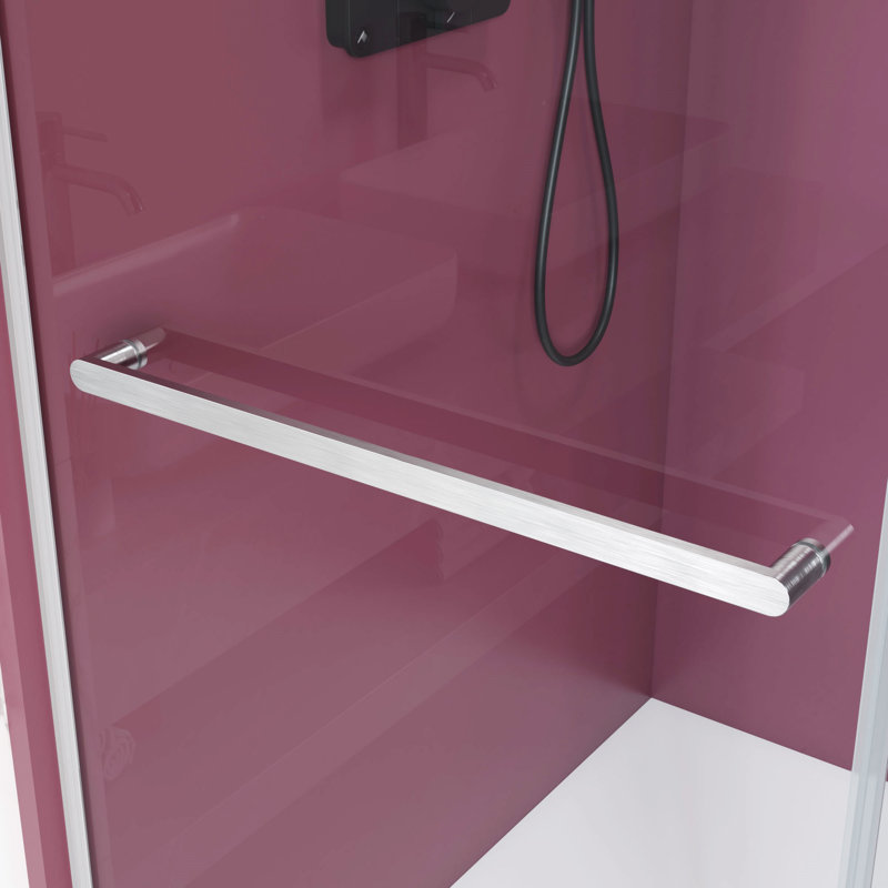 Porte de douche coulissante double sans cadre de 72 à 76 po x H 76 po avec verre transparent de 3/8 po en nickel brossé