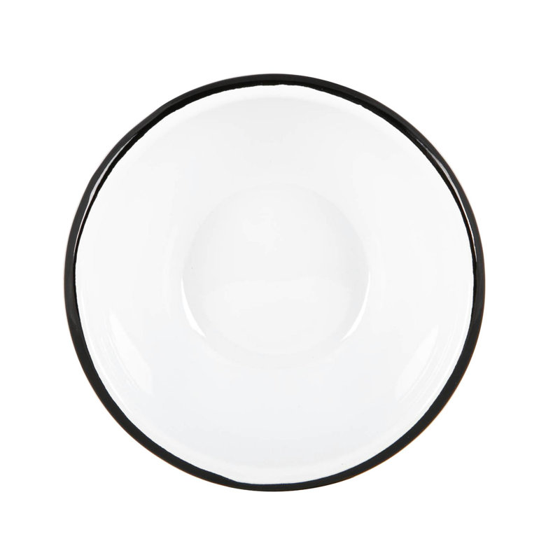 Argon Tableware - White Enamel Bowls - 16cm - Set of 6, Black