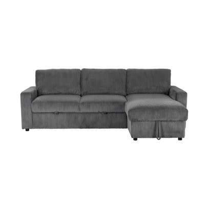 Haven Corduroy 2pc Reversible Sleeper Sectional With Storage Chaise, Charcoal