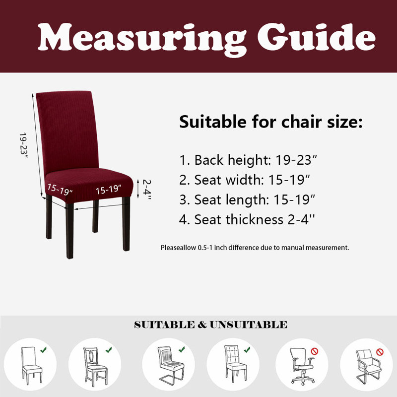 Housses de chaises de salle à manger, housses de chaises de salle à manger, extensibles, amovibles, ensemble de 6, Rouge
