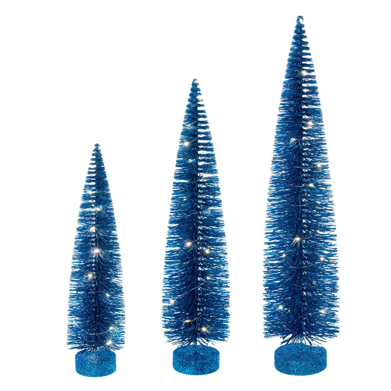  Ensemble d'arbre à brosses pour bouteille 16 "- 20" - 24 "turquoise., Blanc chaud, H 2 pi, Turquoise