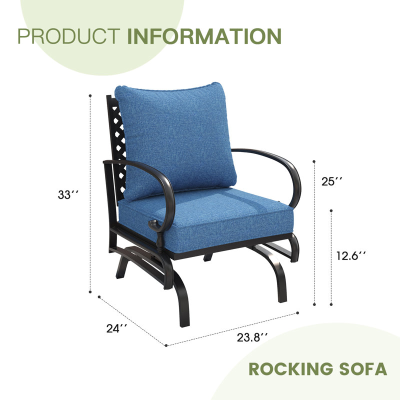 Chaise berçante d'extérieur en métal Bular, Marine