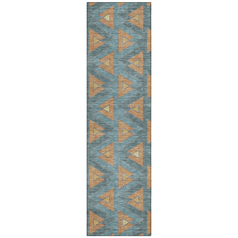 Machine Washable Indoor/Outdoor Chantille ACN2560 Geometric Rug, Runner 2'3" x 7'6", Teal