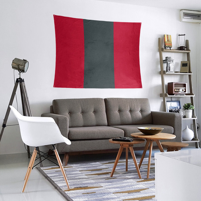 Tapisserie de polyester Las Vegas, H 88 po x l 104 po, Rouge / gris acier / rouge