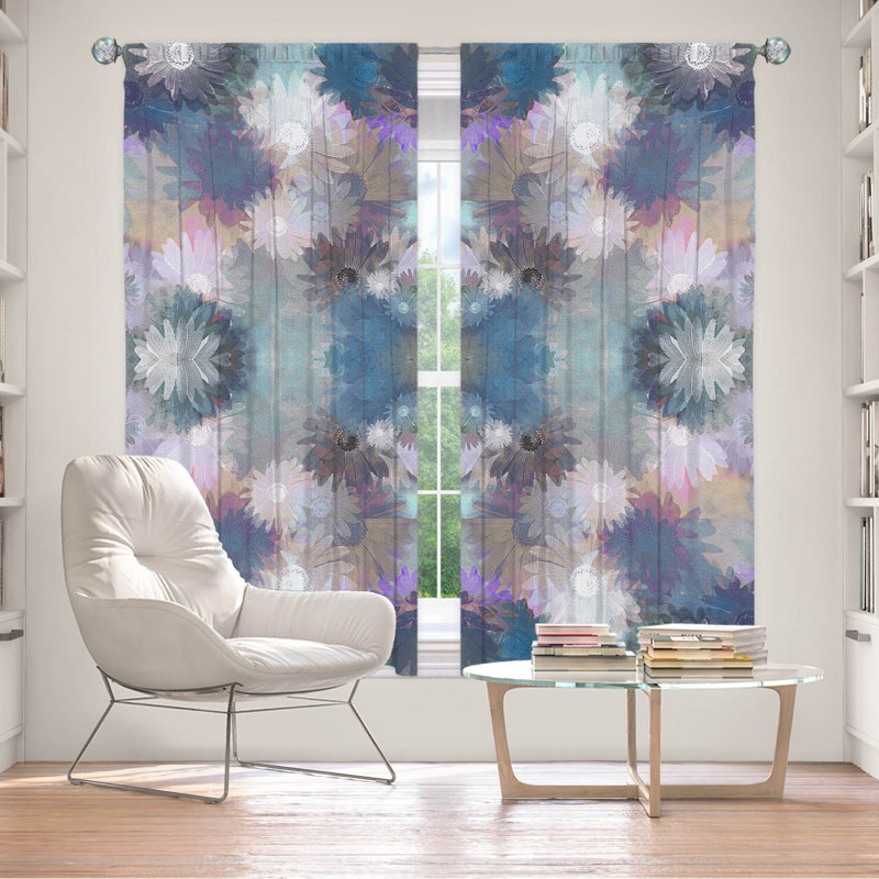 Galyna Room Darkening Curtain Pair, 40" W x 82" L, Purple/Blue/White