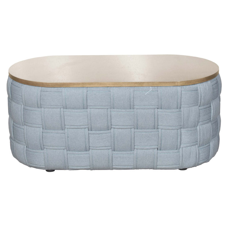 Light Teal Coffee Table with Knitting Texture Base