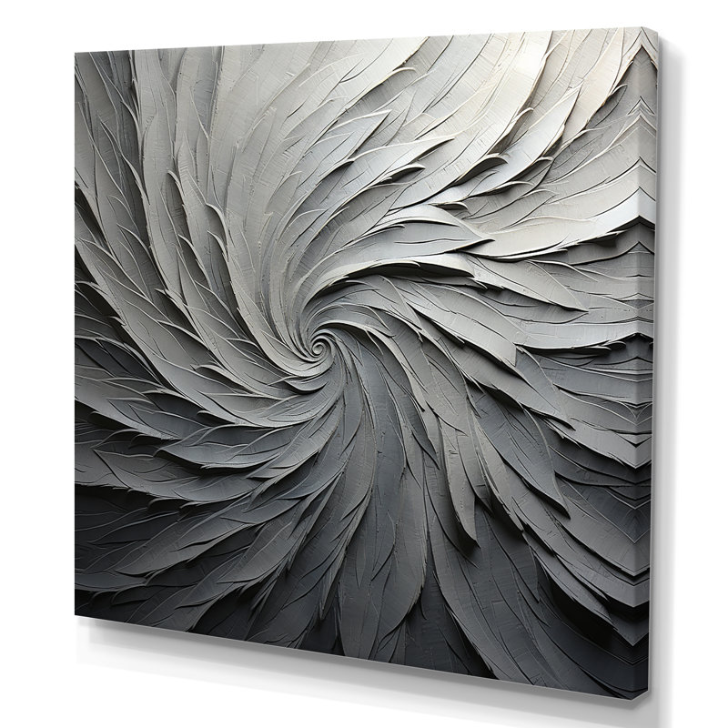 Gris et beige mouvement méditatif II - spirales abstraites, art mural, salon_106123, H 30 po x l 30 po x P 1 po, Toile tendue