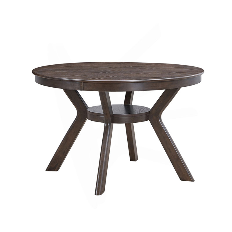 47.24''Round Rubber Wood Dining Table For 4-6 With Wooden Trestle Pedestal Base,Modern Kitchen Wooden Table Dinner Table For Dining Room, Living Room(1Table)