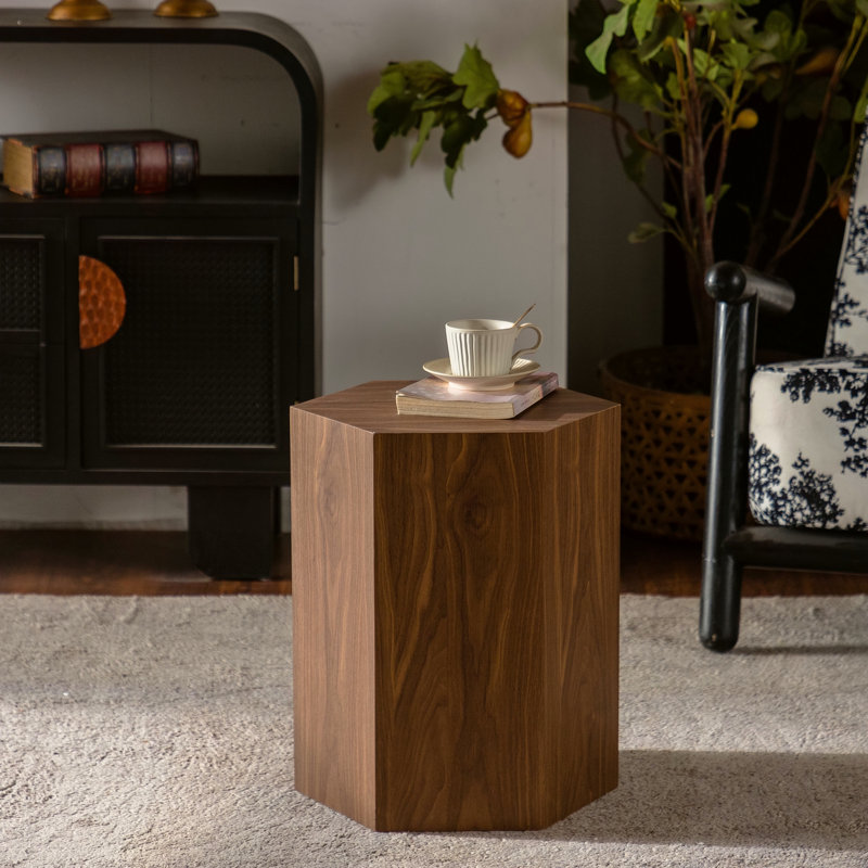 Table basse Hexagon, Bois naturel foncé