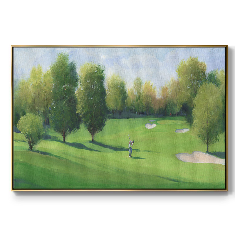 Toile tendue encadrée de qualité supérieure Fairway Shot I - prête à être accrochée, H 17 po x l 25 po x P 2 po, Or