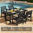 4-Person Outdoor Patio Dining Set with Umbrella Hole, 66.4'' L Rectangular Table With 4 Chairs For Patio, Garden, Porch, Pool