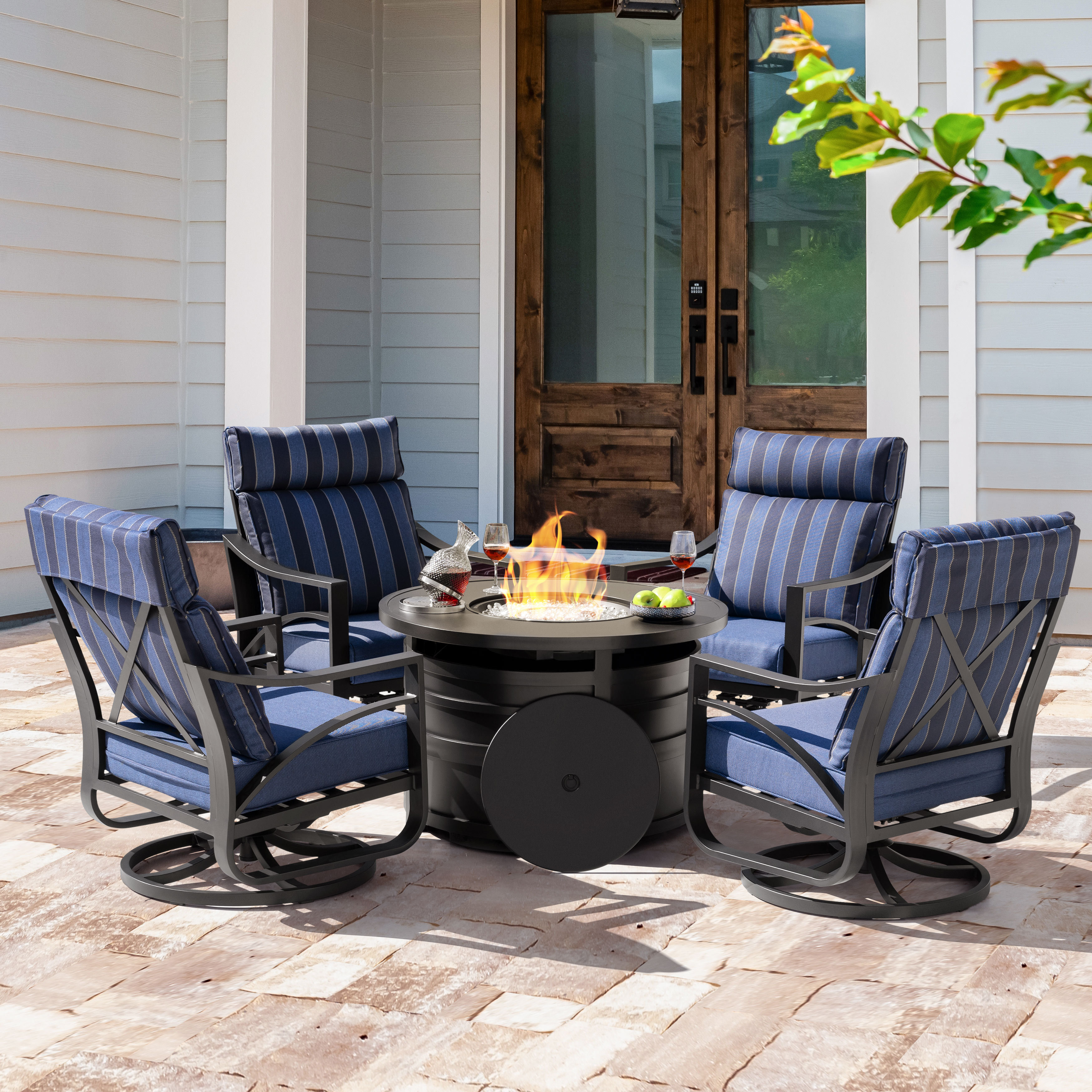 Red Barrel Studio Outdoor 50,000 Btu Aluminum Propane Gas Fire Pit Set