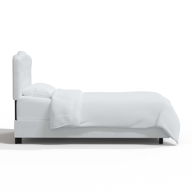 Alencon Tufted Upholstered Low Profile Standard Bed, Full, Linen Sandstone