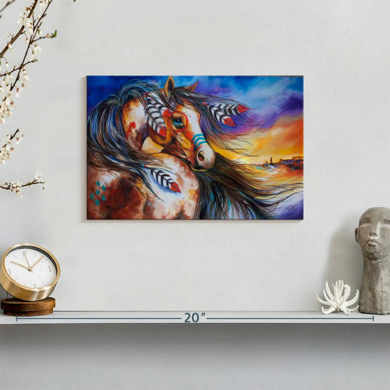 5 Feathers Indian War Horse, 8" H x 12" W