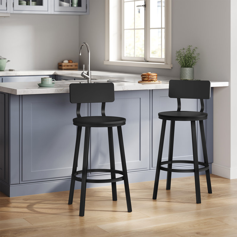 Anginette Counter Stool with Metal Frame, Black