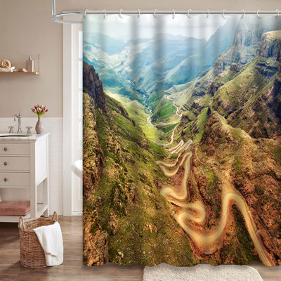 Magnifique rideau de douche Afrique du Sud avec 12 crochets Sunrise Sky