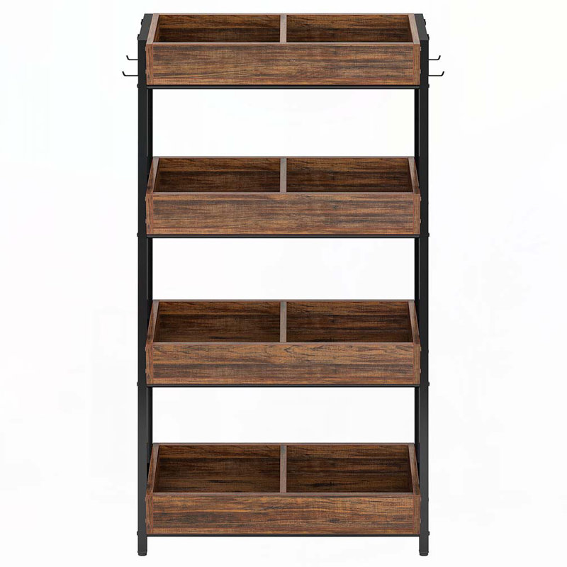 4-Tier Retail Display Rack with Hooks