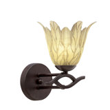 Hiroko Revo Wall Sconce Shown With 7” Vanilla Leaf Glass