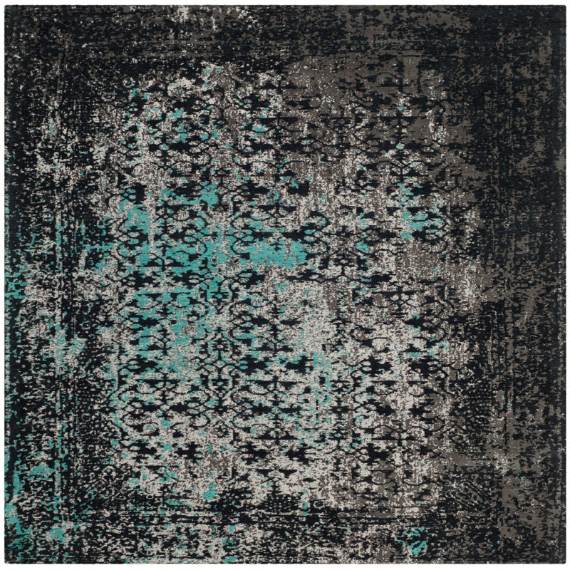 Tapis performance oriental rétro Kheir, Carré 6 pi