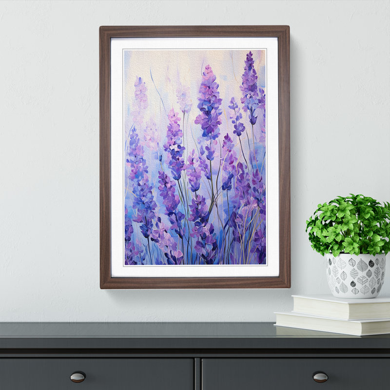 Lavender Flower Abstract - Framed Print, Walnut Framed, 64cm H x 46cm W x 2" D
