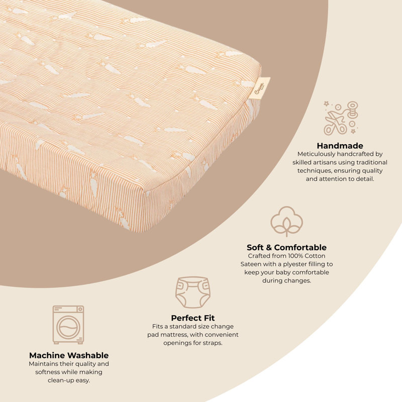 Clementine Greenguard Gold Certified 100% Cotton and Polyester 16 in. L Changing Pad and Cover