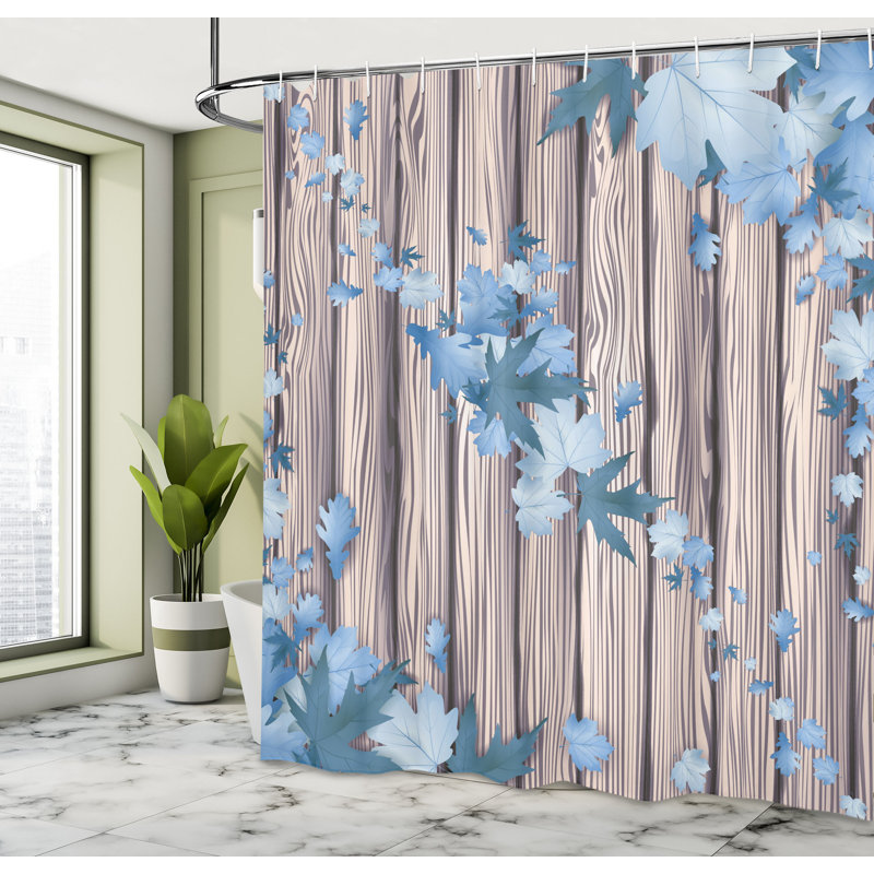 Ensemble de rideau de douche et crochets Autumn, H 69 po x l 70 po, Azure pâle