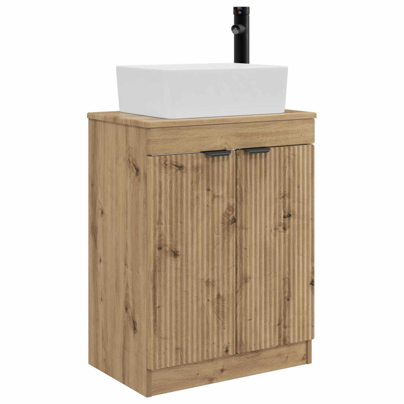 Single Bathroom Vanity with Ceramic Basin, Artisan Oak
