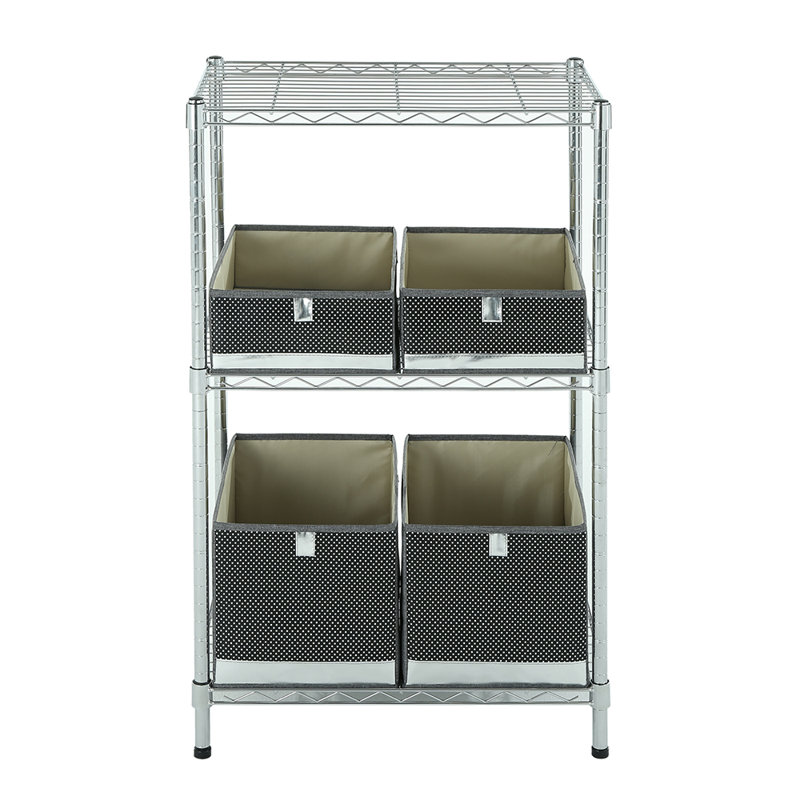 Jayly Steel Adjustable Shelving Unit, Chrome, 37.5" H x 23.6" W x 15.7" D