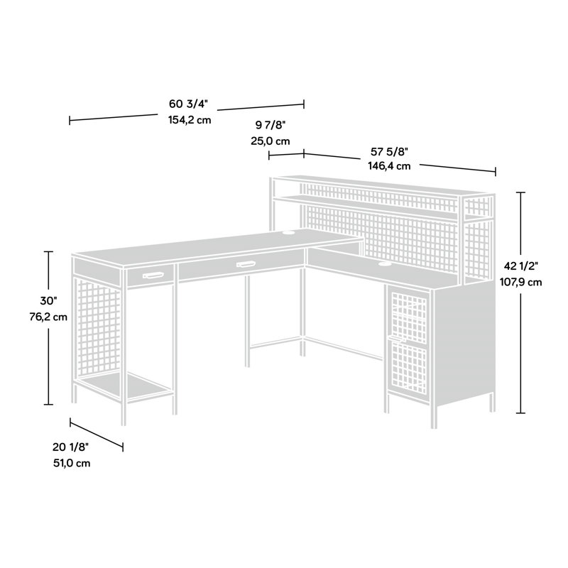Bureau en L, finition brune